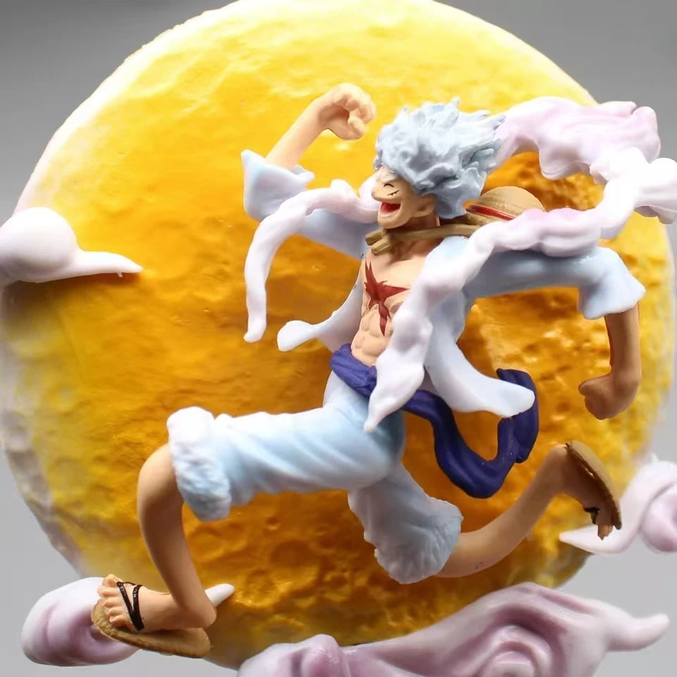 16Cm One Piece Anime Figure Moon Fairy Nika Monkey D Luffy Gear 5 with Moon Light Action Figure Statue Model Collection Toys