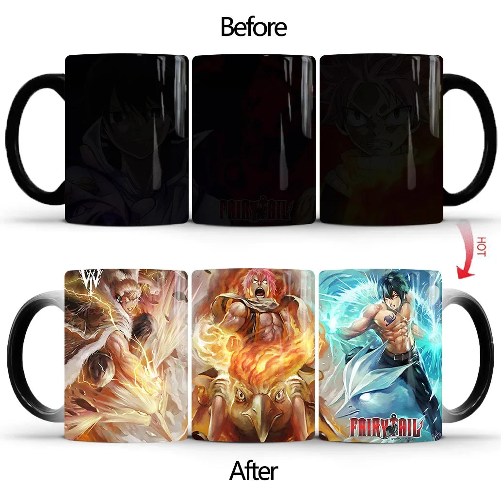 Fairy Tail Discoloration Mug Anime Color Changing Cup Animation Ceramic Coffee Cup Heat Sensitive Tea Milk Mug Novelty Drinkware