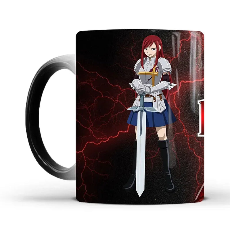 Fairy Tail Discoloration Mug Anime Color Changing Cup Animation Ceramic Coffee Cup Heat Sensitive Tea Milk Mug Novelty Drinkware