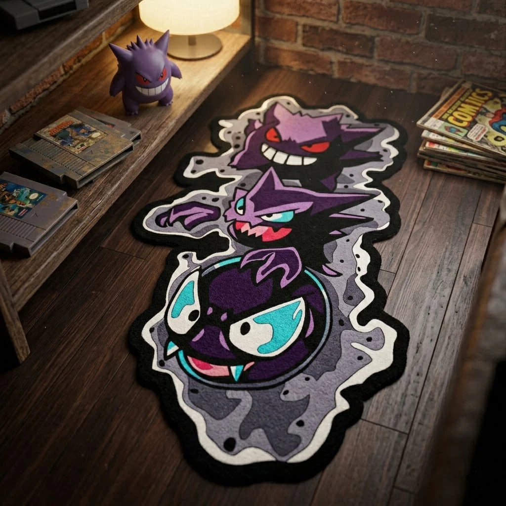 Anime Pokemon Cool Gengar/Haunter Irregular Area Manga Soft Rugs Home Bedroom Deco Door Kitchen Mats Living Room Rugs