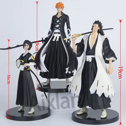 3Pcs BLEACH Anime Figure Kurosaki Ichigo PVC Action Figure Kuchiki Rukia Figurine Collectible Model Toys Kid Gift