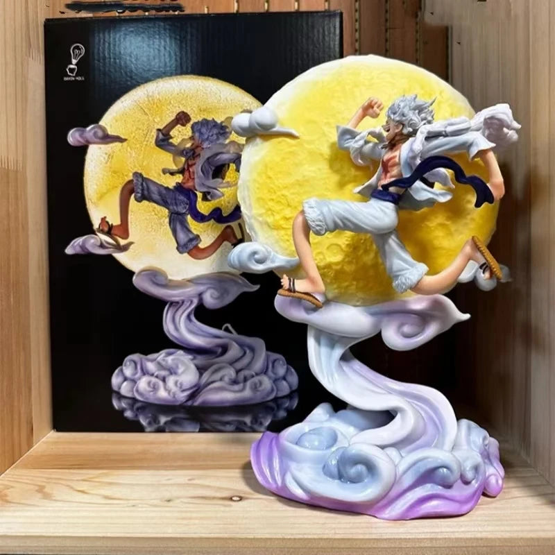 16Cm One Piece Anime Figure Moon Fairy Nika Monkey D Luffy Gear 5 with Moon Light Action Figure Statue Model Collection Toys