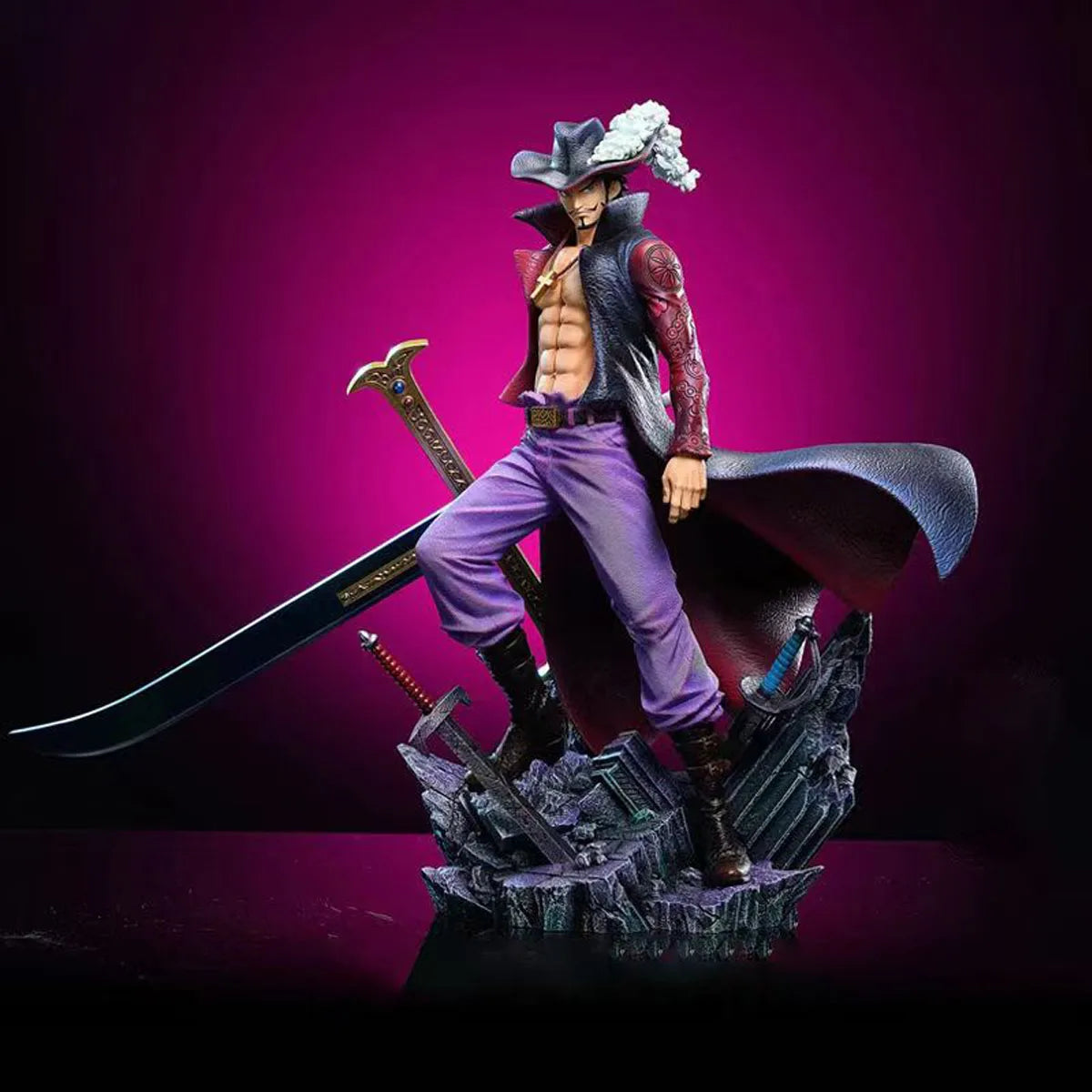 28CM ONE PIECE Figures Eagle Eye Dracule Mihawk Anime Figure Top War Pvc Model Statue Doll Collection Ornaments Toys Gift