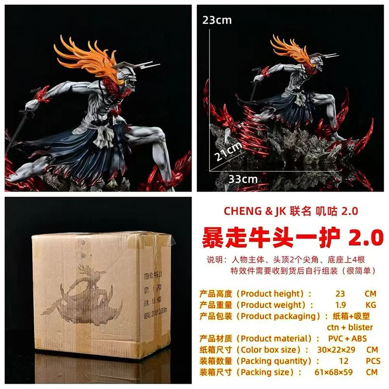 New Arrival Bleach Anime Desktop Decoration Statue Raging Bull Head One Piece 2.0 GK Action Figure Collectible Toys for Fans