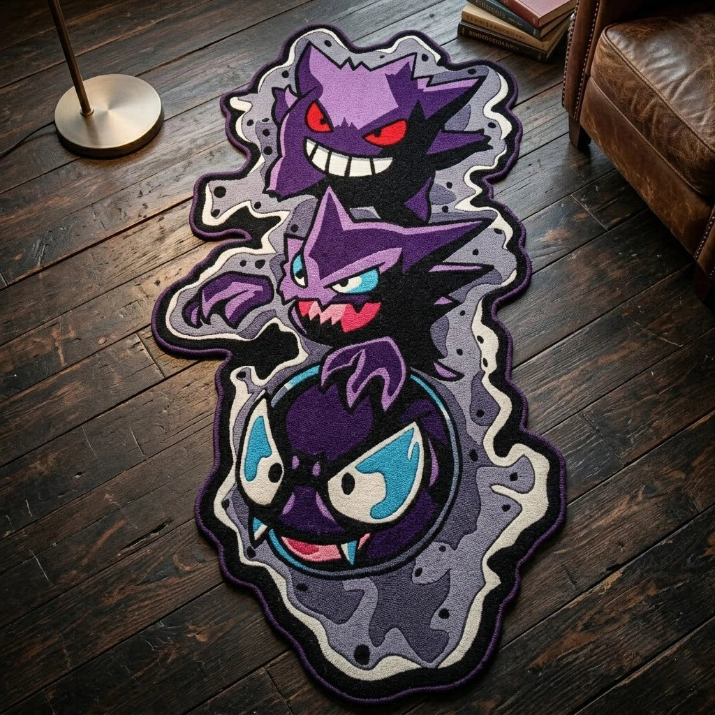 Anime Pokemon Cool Gengar/Haunter Irregular Area Manga Soft Rugs Home Bedroom Deco Door Kitchen Mats Living Room Rugs