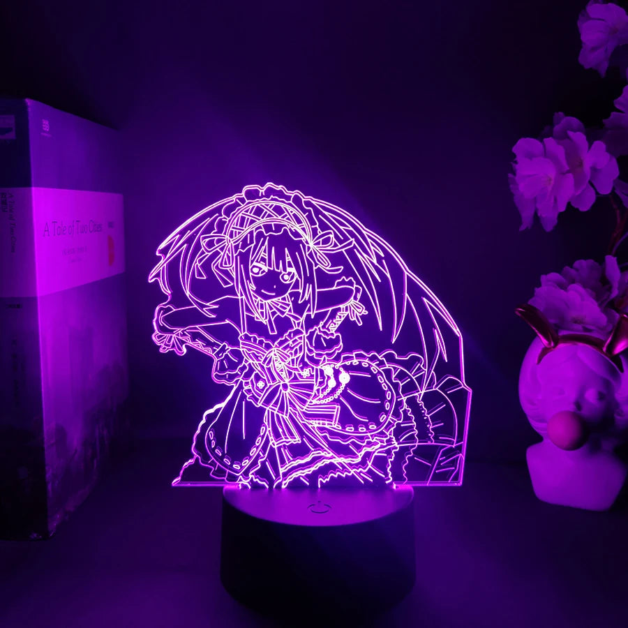 Anime Figma 585 Date a Live III Kurumi Tokisaki Figure Action Figure Nightlight 3D Illusion Acrylic Collection Lighting Decor