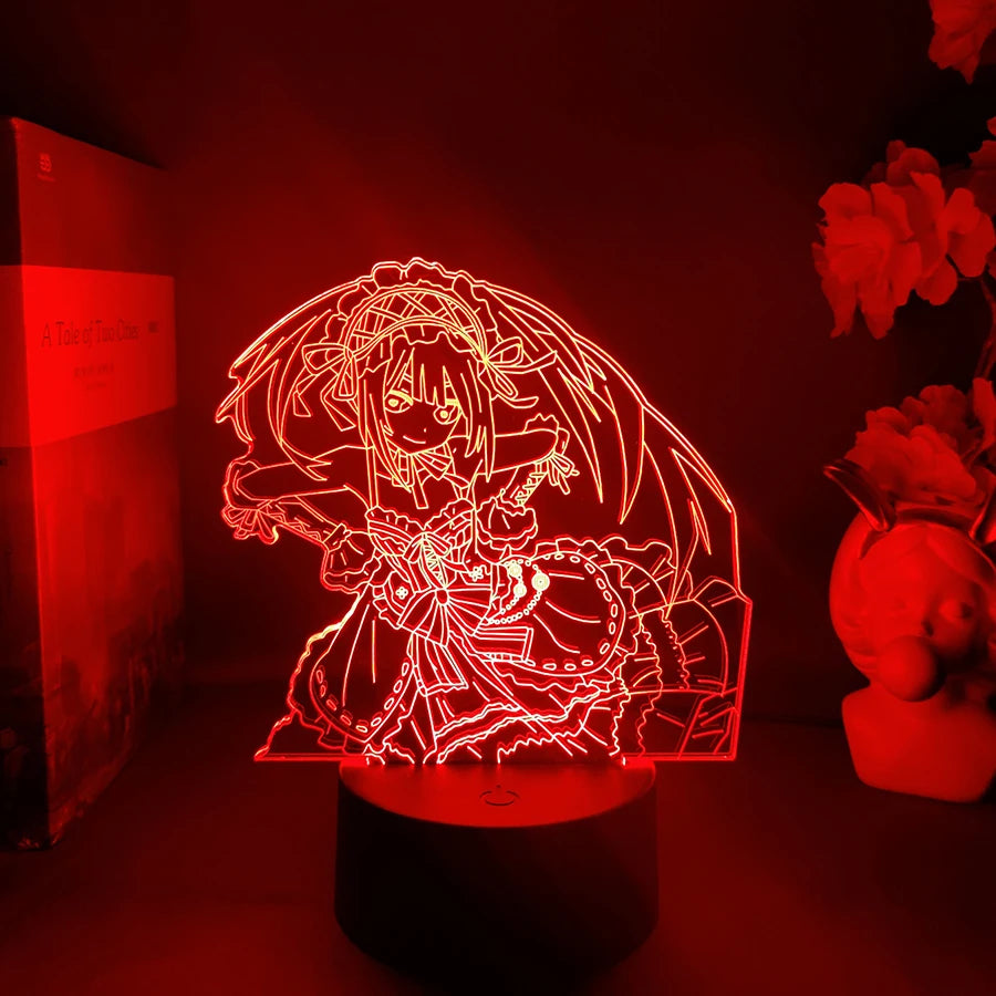 Anime Figma 585 Date a Live III Kurumi Tokisaki Figure Action Figure Nightlight 3D Illusion Acrylic Collection Lighting Decor
