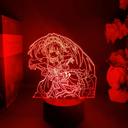 Anime Figma 585 Date a Live III Kurumi Tokisaki Figure Action Figure Nightlight 3D Illusion Acrylic Collection Lighting Decor