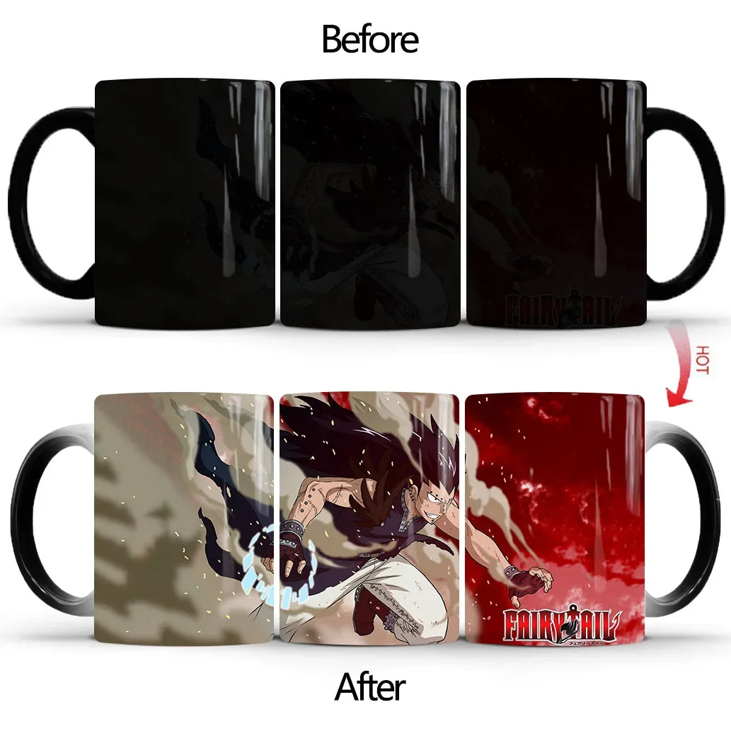 Fairy Tail Discoloration Mug Anime Color Changing Cup Animation Ceramic Coffee Cup Heat Sensitive Tea Milk Mug Novelty Drinkware