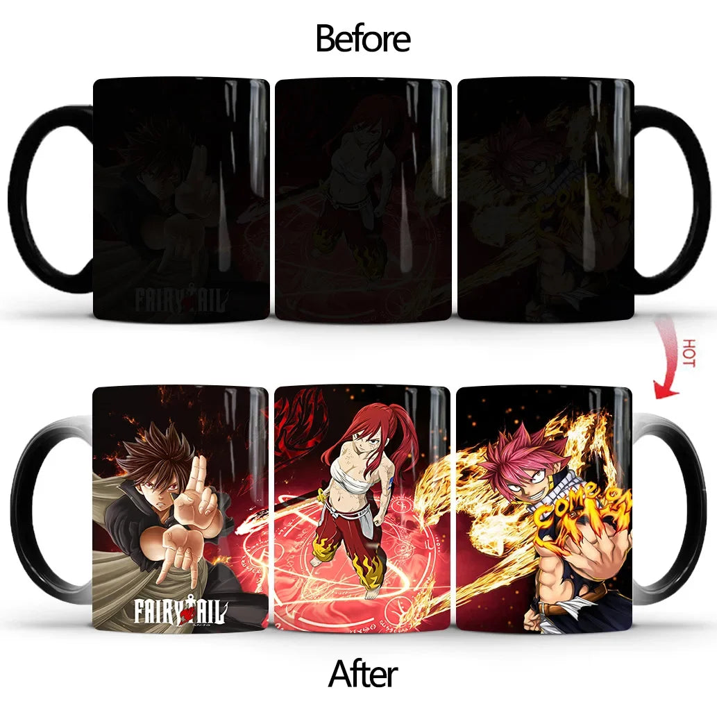 Fairy Tail Discoloration Mug Anime Color Changing Cup Animation Ceramic Coffee Cup Heat Sensitive Tea Milk Mug Novelty Drinkware