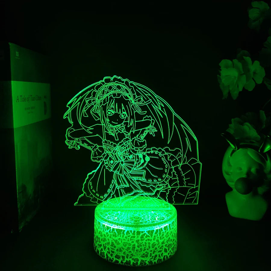 Anime Figma 585 Date a Live III Kurumi Tokisaki Figure Action Figure Nightlight 3D Illusion Acrylic Collection Lighting Decor