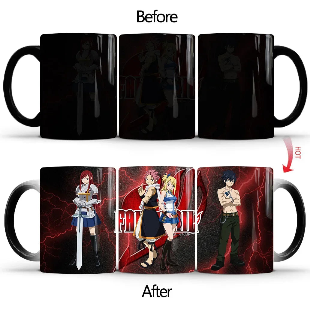 Fairy Tail Discoloration Mug Anime Color Changing Cup Animation Ceramic Coffee Cup Heat Sensitive Tea Milk Mug Novelty Drinkware