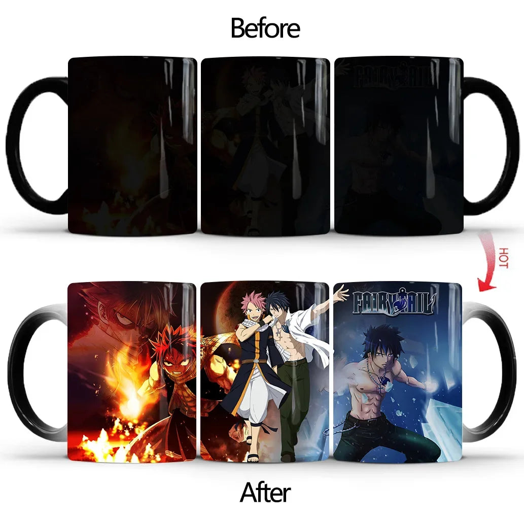 Fairy Tail Discoloration Mug Anime Color Changing Cup Animation Ceramic Coffee Cup Heat Sensitive Tea Milk Mug Novelty Drinkware