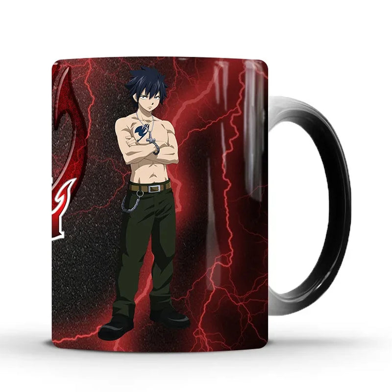 Fairy Tail Discoloration Mug Anime Color Changing Cup Animation Ceramic Coffee Cup Heat Sensitive Tea Milk Mug Novelty Drinkware