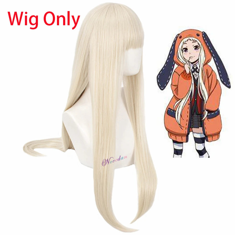 Anime Kakegurui Cosplay Rune Yomozuki Cosplay Costume for Girls Women Runa Orange Hoodie Zip Jacket Coat Wig Socks Full Set