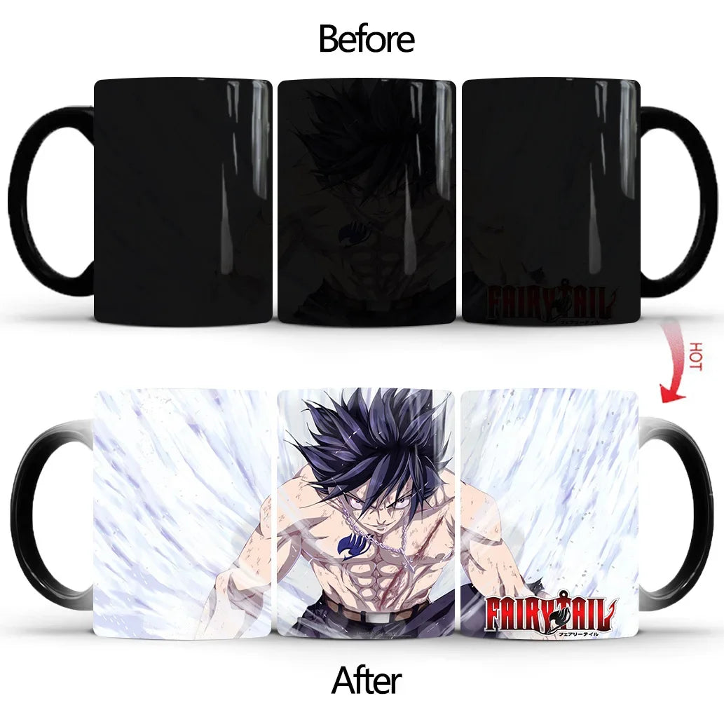 Fairy Tail Discoloration Mug Anime Color Changing Cup Animation Ceramic Coffee Cup Heat Sensitive Tea Milk Mug Novelty Drinkware