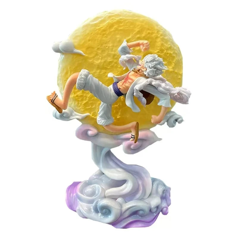 16Cm One Piece Anime Figure Moon Fairy Nika Monkey D Luffy Gear 5 with Moon Light Action Figure Statue Model Collection Toys