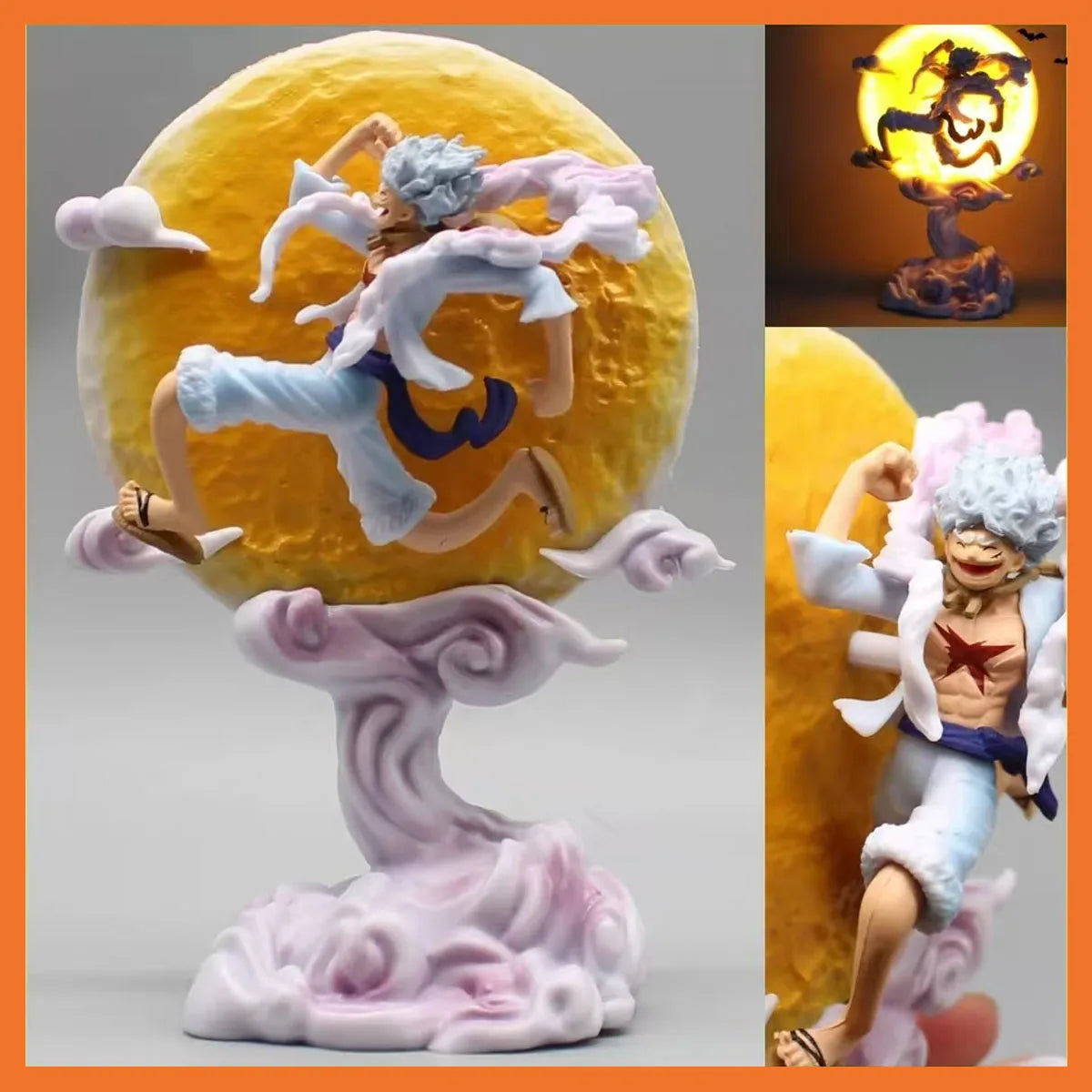 16Cm One Piece Anime Figure Moon Fairy Nika Monkey D Luffy Gear 5 with Moon Light Action Figure Statue Model Collection Toys