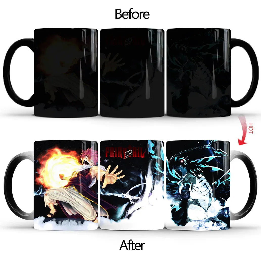 Fairy Tail Discoloration Mug Anime Color Changing Cup Animation Ceramic Coffee Cup Heat Sensitive Tea Milk Mug Novelty Drinkware