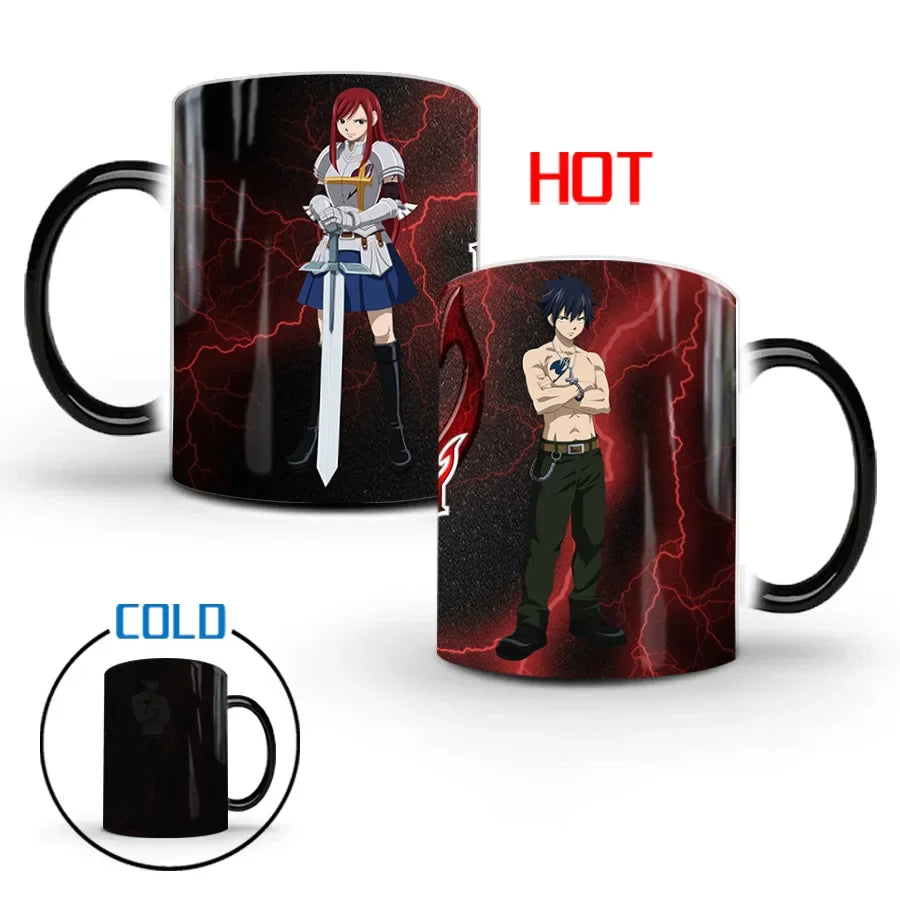 Fairy Tail Discoloration Mug Anime Color Changing Cup Animation Ceramic Coffee Cup Heat Sensitive Tea Milk Mug Novelty Drinkware