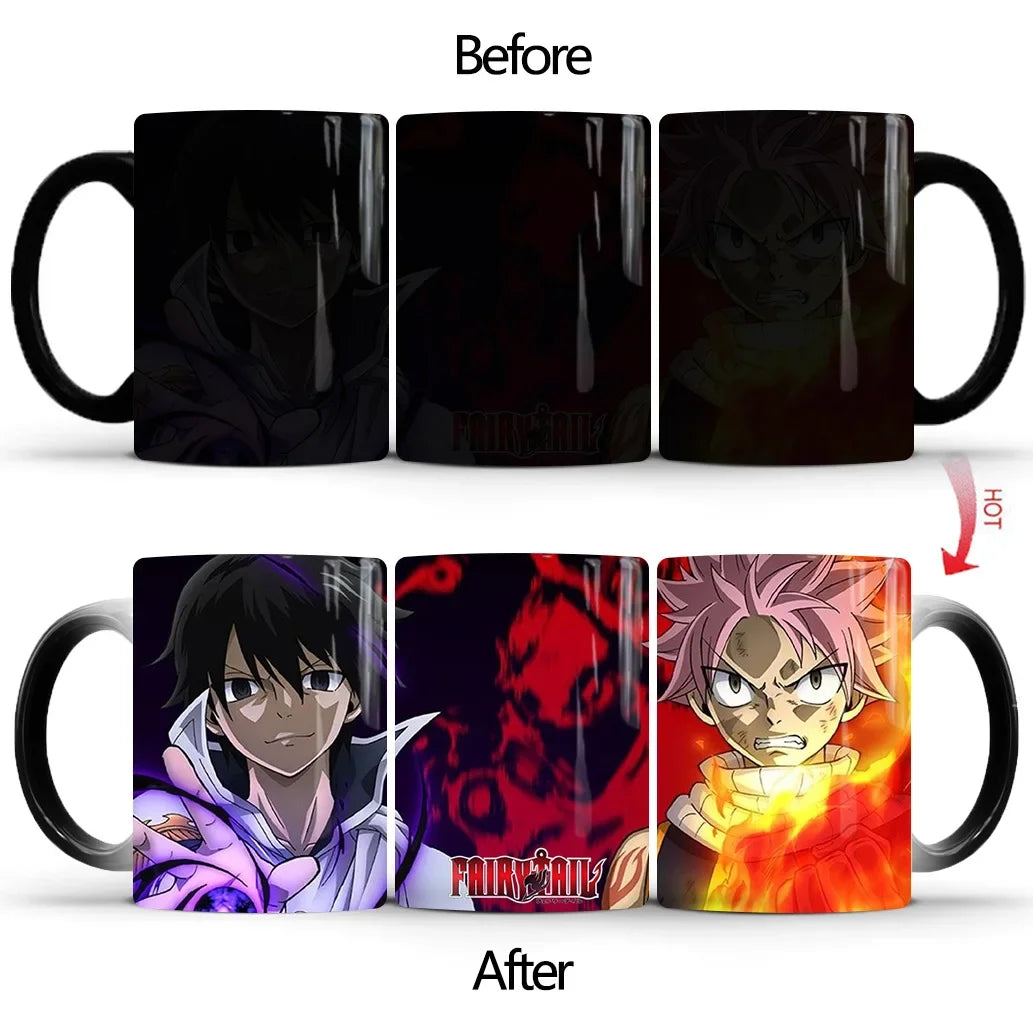 Fairy Tail Discoloration Mug Anime Color Changing Cup Animation Ceramic Coffee Cup Heat Sensitive Tea Milk Mug Novelty Drinkware
