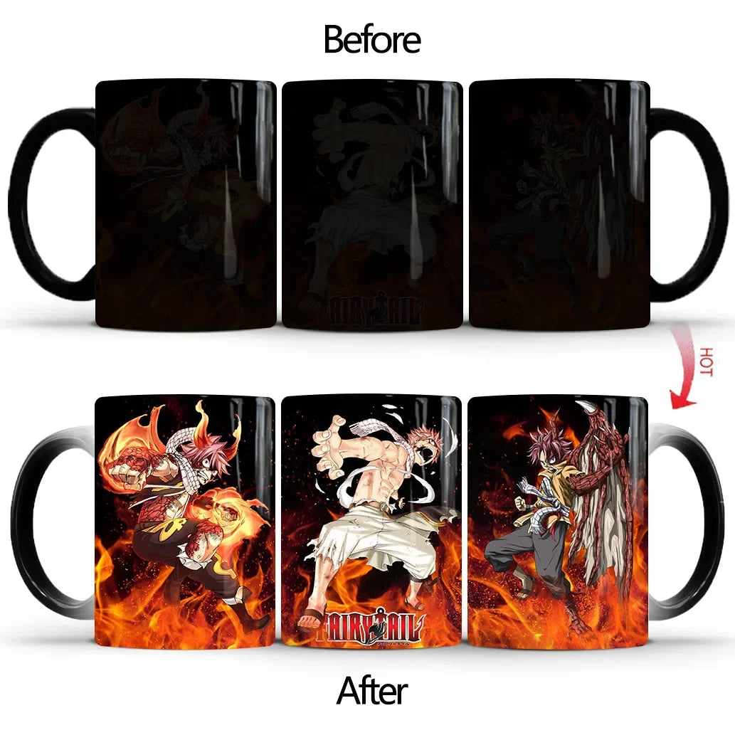 Fairy Tail Discoloration Mug Anime Color Changing Cup Animation Ceramic Coffee Cup Heat Sensitive Tea Milk Mug Novelty Drinkware