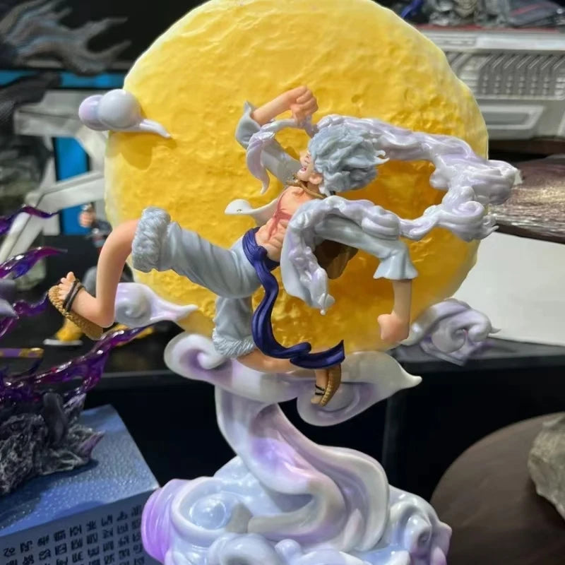 16Cm One Piece Anime Figure Moon Fairy Nika Monkey D Luffy Gear 5 with Moon Light Action Figure Statue Model Collection Toys