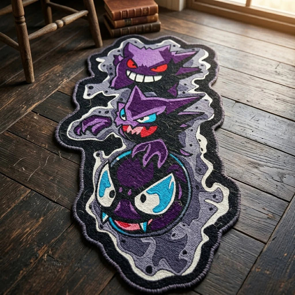Anime Pokemon Cool Gengar/Haunter Irregular Area Manga Soft Rugs Home Bedroom Deco Door Kitchen Mats Living Room Rugs