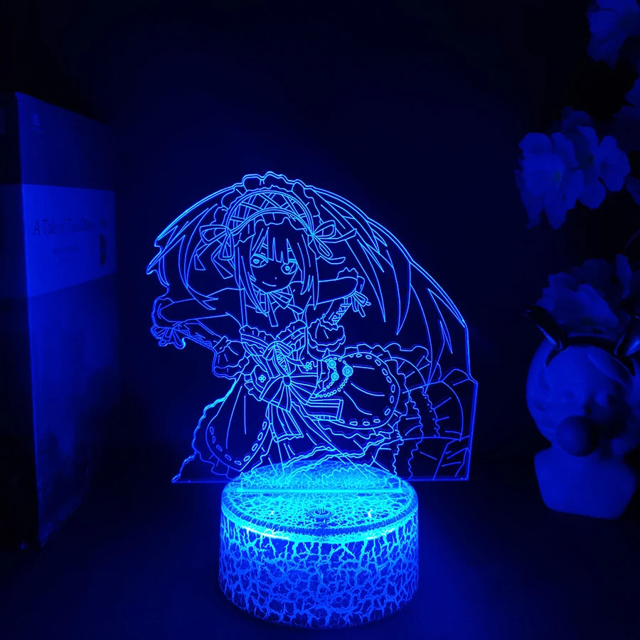 Anime Figma 585 Date a Live III Kurumi Tokisaki Figure Action Figure Nightlight 3D Illusion Acrylic Collection Lighting Decor