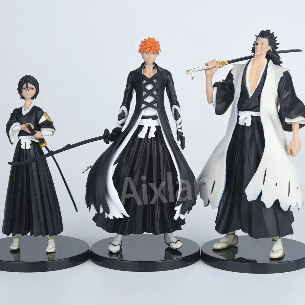 3Pcs BLEACH Anime Figure Kurosaki Ichigo PVC Action Figure Kuchiki Rukia Figurine Collectible Model Toys Kid Gift