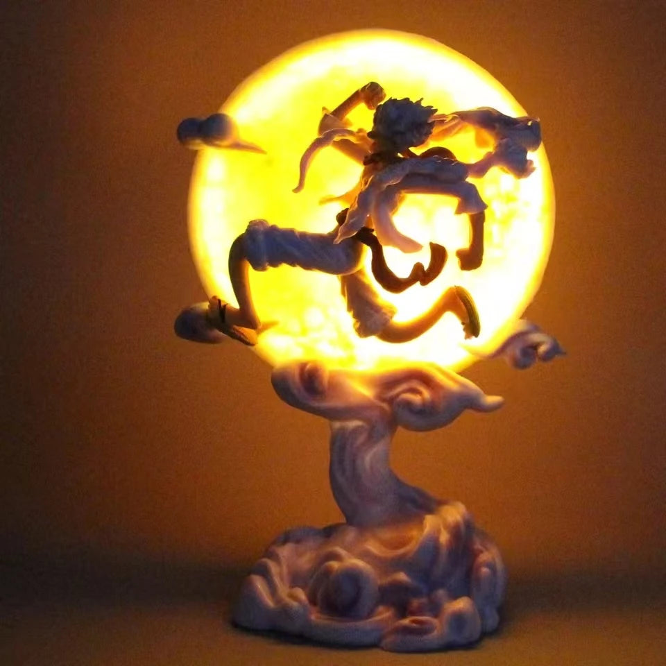 16Cm One Piece Anime Figure Moon Fairy Nika Monkey D Luffy Gear 5 with Moon Light Action Figure Statue Model Collection Toys