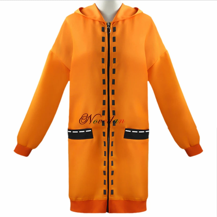 Anime Kakegurui Cosplay Rune Yomozuki Cosplay Costume for Girls Women Runa Orange Hoodie Zip Jacket Coat Wig Socks Full Set