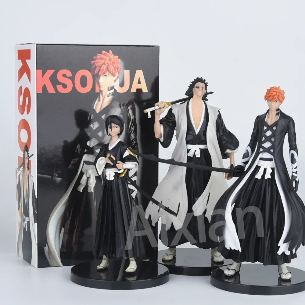 3Pcs BLEACH Anime Figure Kurosaki Ichigo PVC Action Figure Kuchiki Rukia Figurine Collectible Model Toys Kid Gift