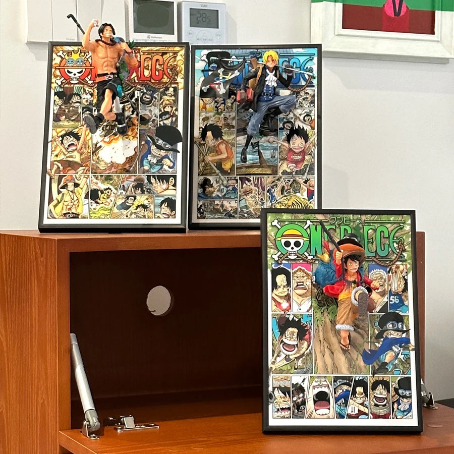 21*30CM One Piece Luffy Sabo Ace Anime Figure Art Poster Painting Wall Art Retro Posters Decorative Paintings for Home